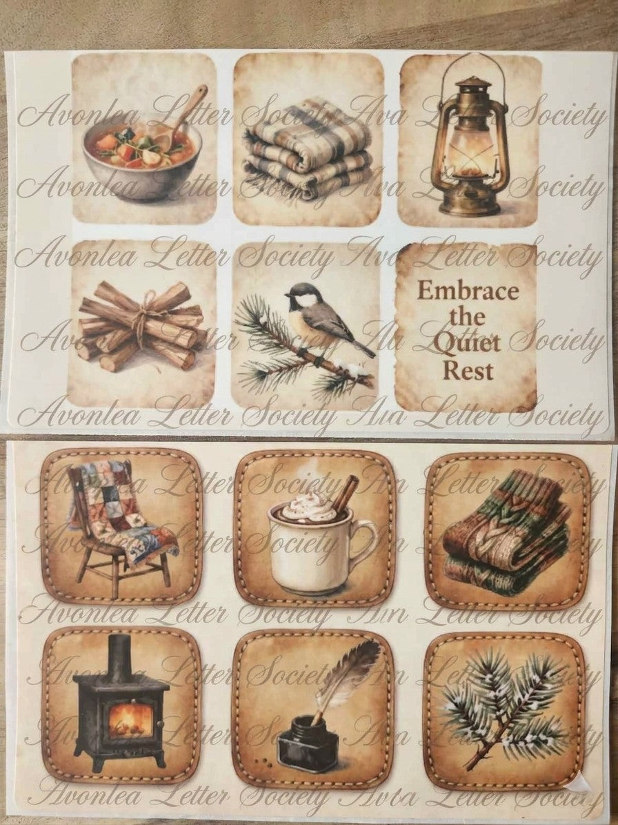 Matte Junk Journal 6 x 4in Ephemera Paper Stickers Twinchies AUTUMN