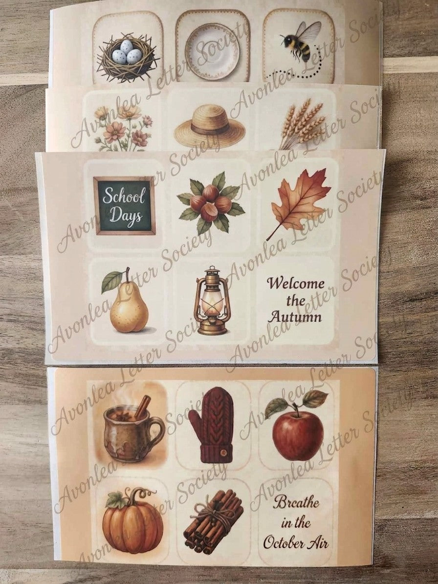 Matte Junk Journal 6 x 4in Ephemera Paper Stickers Twinchies AUTUMN