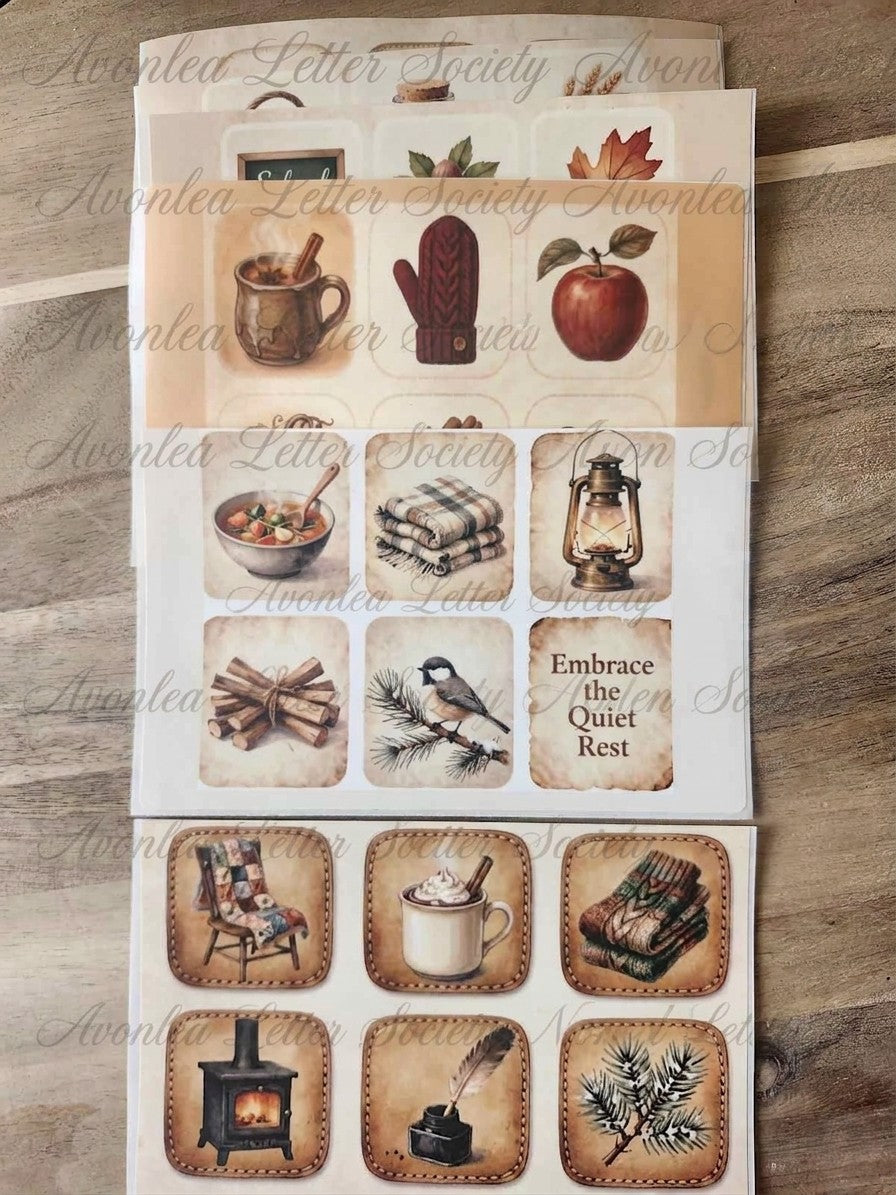 Matte Junk Journal 6 x 4in Ephemera Paper Stickers Twinchies AUTUMN